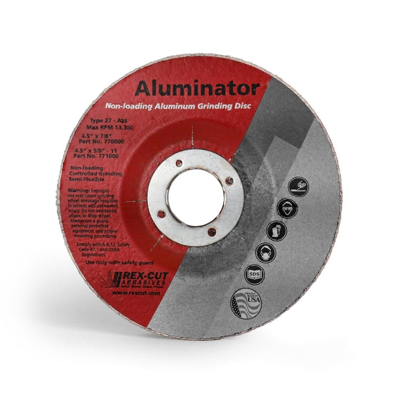 Rex-Cut Aluminator Grinding Wheel 4-1/2 x 7/8 36 Grit (3 PCS) - Image 1